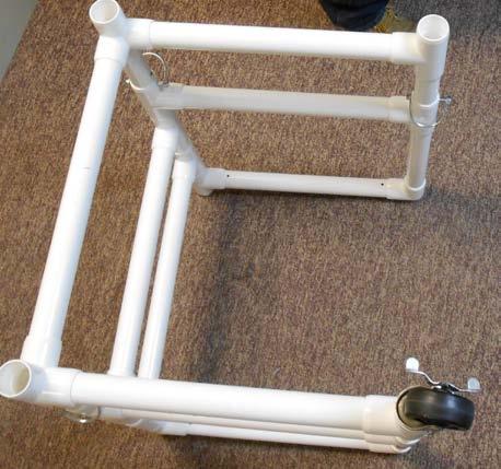 Once all components have been accounted for the first step will be to flip the walker up on its end and install the four (4) casters (Fig.