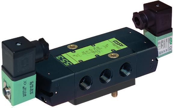 VAV pilot operated or air operated, spool type single/dual solenoid or air (mono/bistable function) aluminium body, NAU style, / - / / / / eries - ATU The monostable spool valves in conformity with C