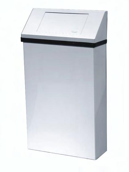 Waste Receptacles Jumbo Wall Mounted Waste Receptacles Code 304NL: Code 304NLS: Jumbo, white epoxy finish Jumbo, stainless steel The 304 wall mounted waste receptacle is designed to conserve floor