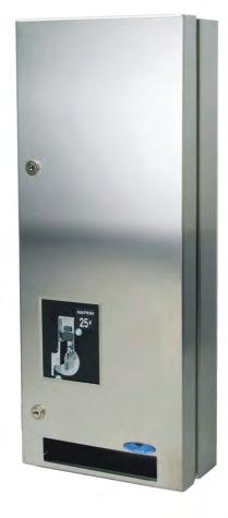 Door hinged with full length stainless steel piano hinges and secured with two tumbler keyed locks. All units have removable coin box with tumbler lock keyed different from door.