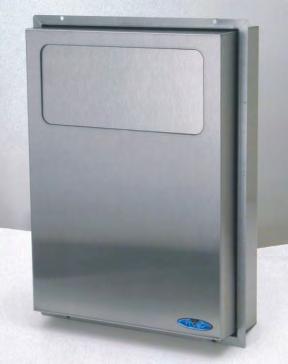 Sanitary Napkin Disposals Napkin Disposal, Recessed with Coverall Door Code 633-2: Fully recessed, stainless steel type 304, coverall door Site location: Recessed coverall door napkin disposal can be
