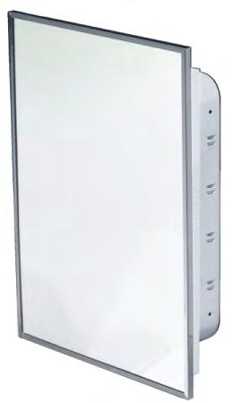 Medicine Cabinets Recessed Medicine Cabinet Code 802-W: Code 812-W Recessed, white epoxy finish Surface mount, white epoxy finish White powder coated finish. Piano hinge is 18" continuous.