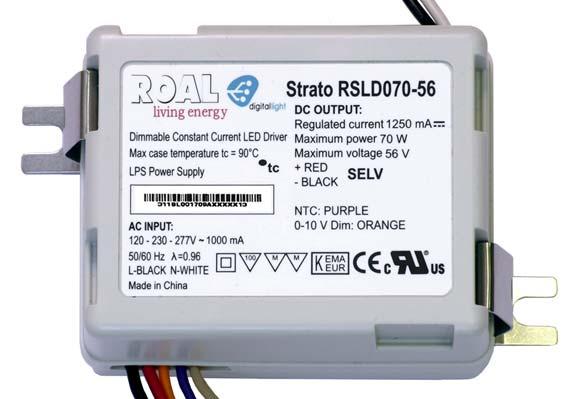 Wide Range Input: 120, 230, 240, or 277 VAC Constant Current Output for Powering LEDs Directly High Efficiency ~90% Compact Design Adjustable Output Current Settings Dimmable with (0-10VDC) Input