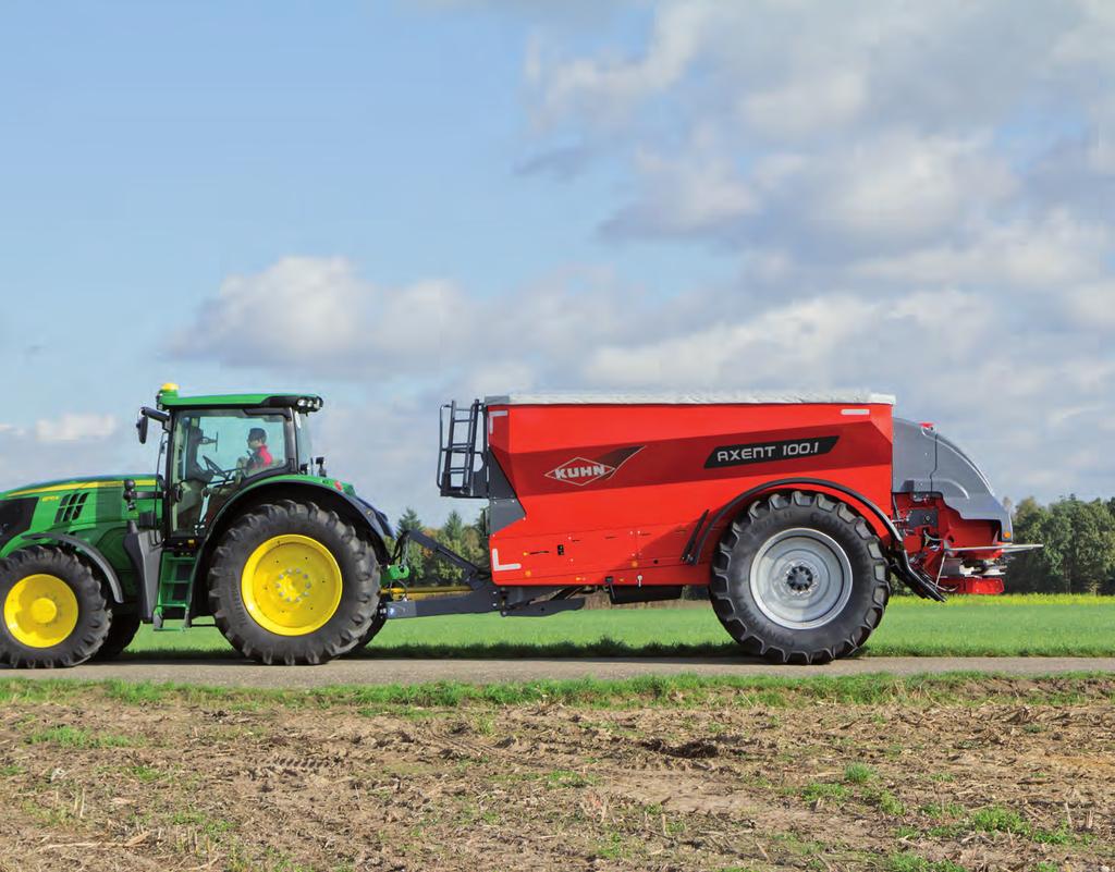 SPREAD WIDE Through the experience of decades of research and development, the Axent has the capability of spreading fertilizer and seeds wider than any other machine on the market.