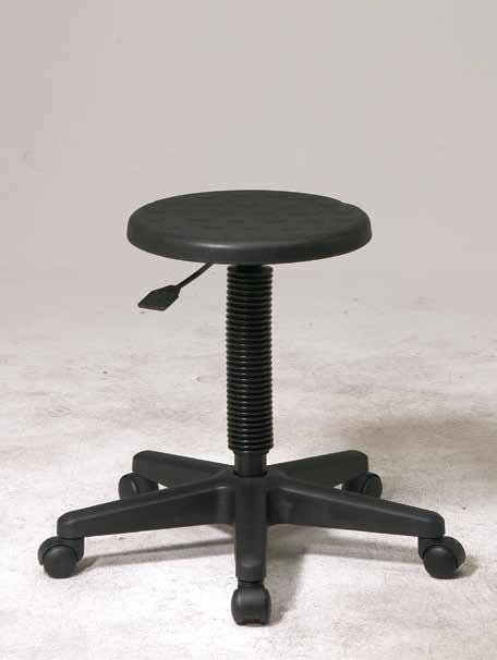 KH503 Intermediate Stool with Dual Wheel Carpet Casters Black Self-Skinned Urethane Seat Seat Size:... 14.25W x 14.25D x 1.5T Max. Overall Size:... 22.5W x 22.