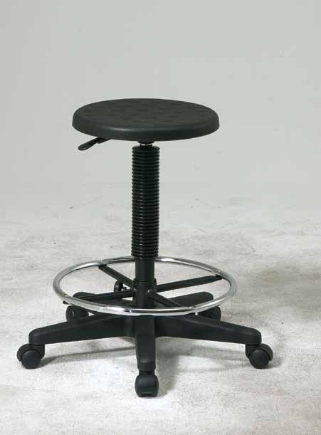 KH507 Stool with Adjustable Footrest and Dual Wheel Carpet Casters Self-Skinned Urethane Seat Adjustable Footrest Seat Size:... 14.25W x 14.25D x 1.5T Max. Overall Size:.