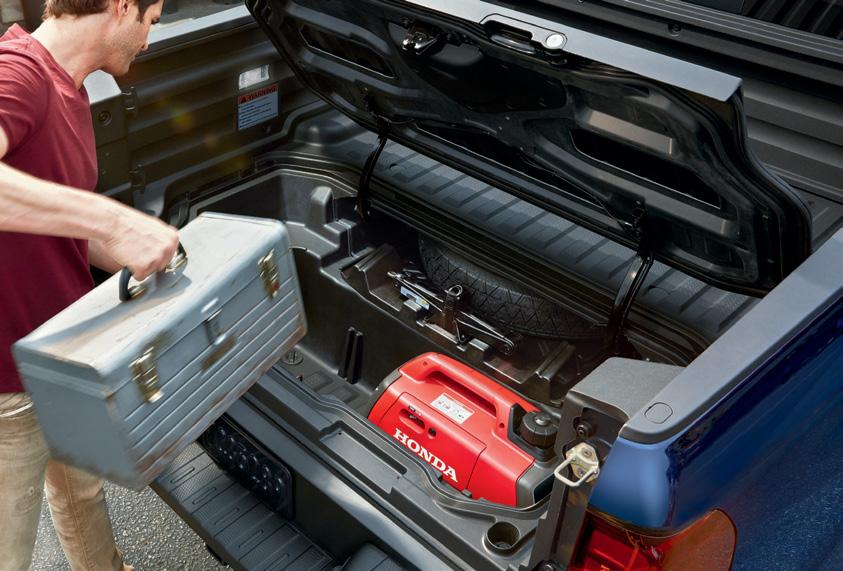 It is the only pickup with a lockable In-Bed Trunk, and its dual-action tailgate means fewer out-of-reach items.