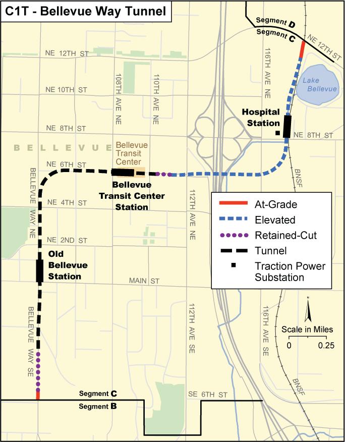 Preferred Alternative C9T also has a design option, Alternative C9T East Main Design Option, which would include an at-grade station just south of the intersection of 112th Avenue SE and Main Street