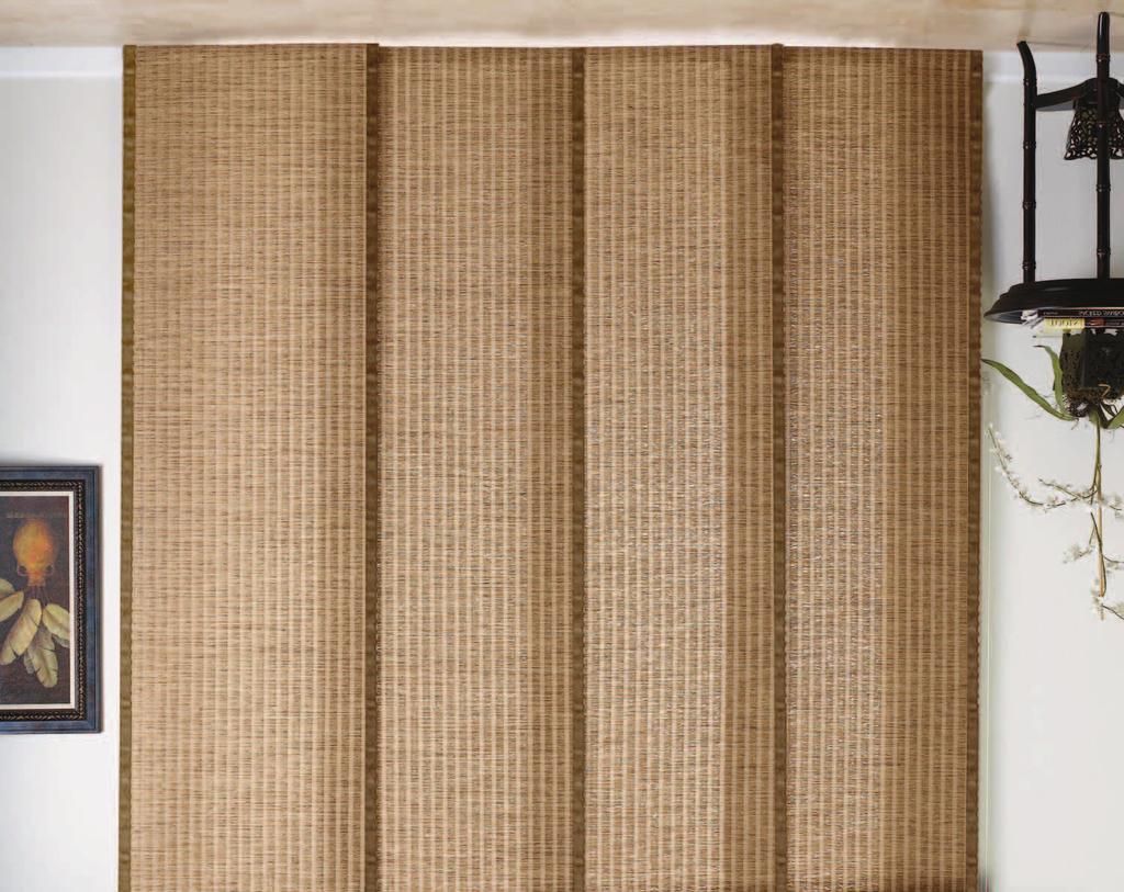 // Natural Woven Panel Track FEATURES & BENEFITS Offered in a nice selection of Natural Woven Wood, Select Weave, and Grass Weave styles featuring unique patterns and warm, rich tones Optional fixed