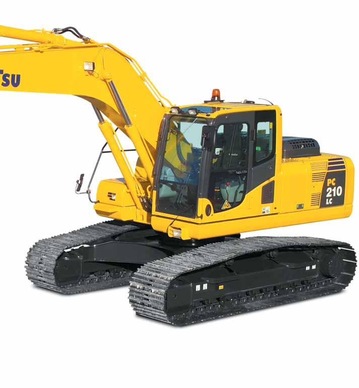 HYDRAULIC EXCAVATOR NET HORSEPOWER 110 kw 148 HP Total operator comfort Low-noise cab Operator ear noise is as low as an average passenger car. OPERATING WEIGHT : 21.390-22.830 kg PC210LC-8: 21.