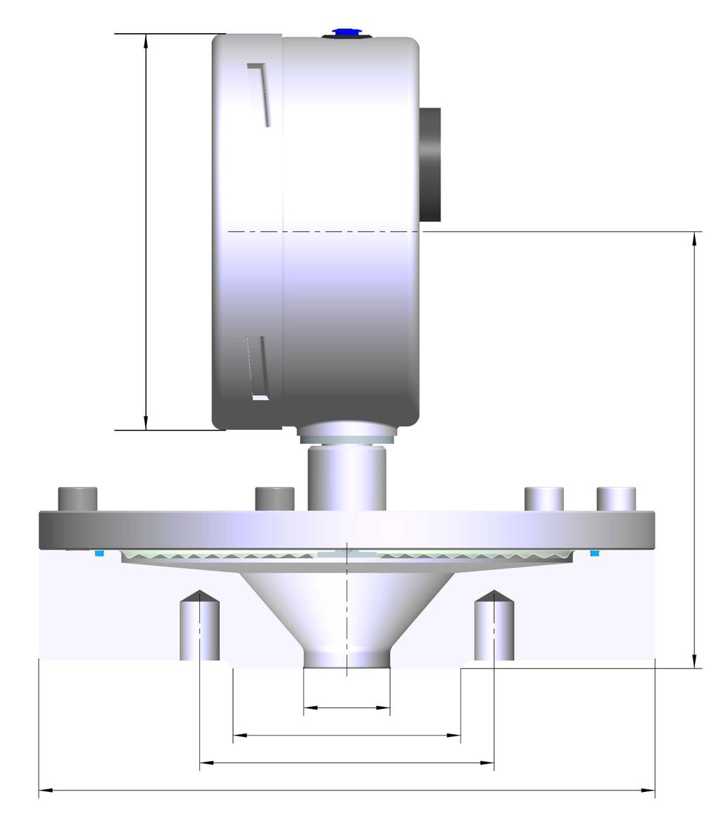 FISCHER Mess- und Regeltechnik GmbH Technical Data 2 2.3.3.2 Version with DIN connection flange The dimensions stated apply for all housing models NG100 and NG160. h NG Fig.