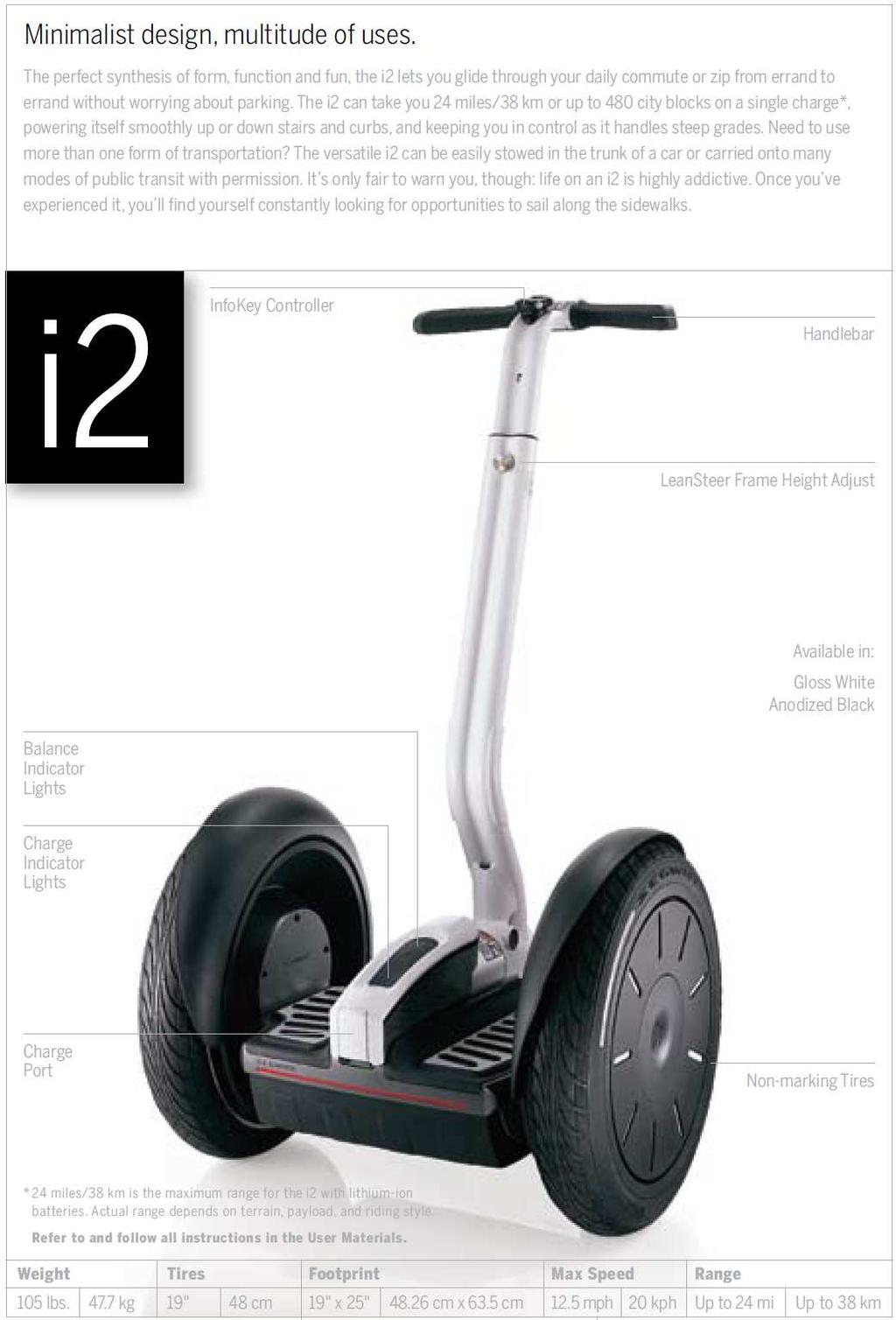 1 Introduction This White Paper calculates the g/km equivalent carbon footprint figure for the Segway i2 personal transporter, recharged from a typical UK mains power supply. A figure of 24.