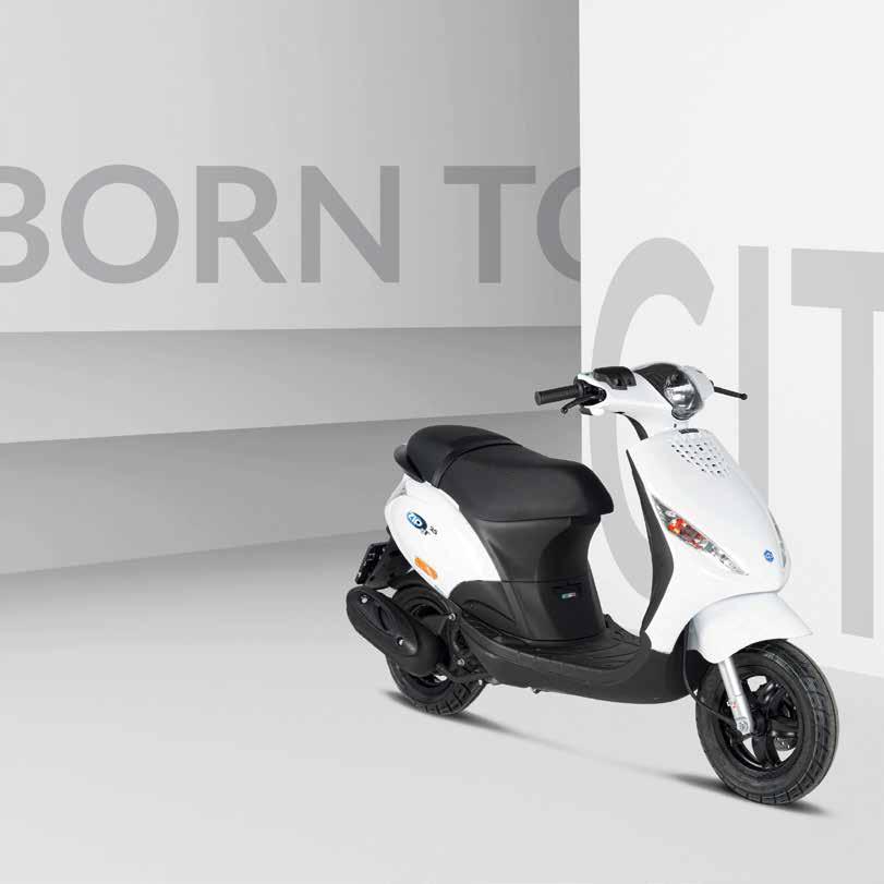 ZIP 50 4S / 50 2S THE CITY IS ITS NATURAL ENVIRONMENT NERO LUCIDO BIANCO OTTICO SPECIAL BLACK SECIAL SERIES Utmost respect for the environment and reduced fuel consumption / Comfortable saddle