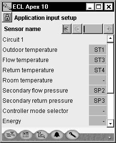 Select Application input selection Select sensors according to your wiring table