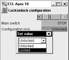 Lock and check configuration 1. Go to the Configuration menu 2. Select the Lock/unlock configuration Choose Locked.