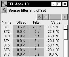 Sensor filter and offset 1. Go to the Configuration menu 2. Select the Sensor filter and offset Set the offset of the sensor.