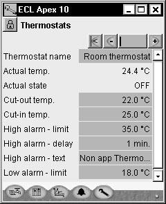 Set the filter time constant to a high constant for outdoor and room temperatures. Low values should only be set for flow temperatures. Thermostats etc. 1. Go to the Configuration menu 2.