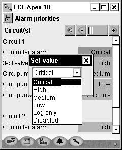 Alarm priorities It is possible to set 5 different alarm levels