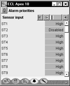 all active alarms. Press the button to get more information about the alarm.