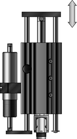 For weight balancing in vertical installations, the lower slider end of the MagSpring is attached to the guide shaft of the guide