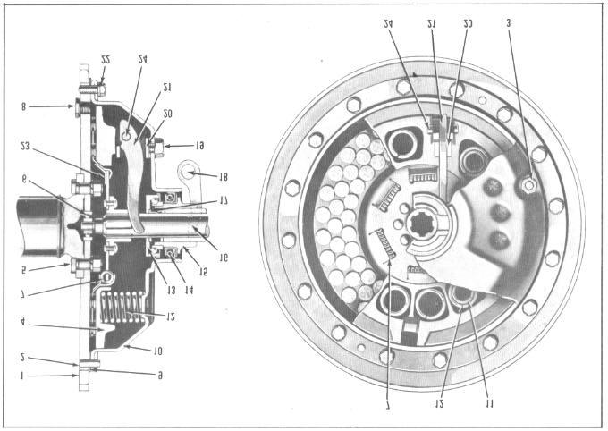 12 OPERATION DESCRIPTION TIME PRICE 10" CLUTCH ASSEMBLY 1. Flywheel 2. Flywheel dowel pin 3. Clutch cover driving lug 4. Clutch driven disc 5. Flywheel bolt 6. Clutch pilot bearing 7.