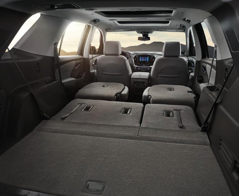 Traverse Premier Medium Ash Gray interior with Dark Atmosphere accents. THERE S ROOM FOR THAT. AND THAT. AND THAT. You get the idea. Traverse offers 98.