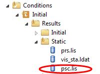 s are found above the 3D view: Open the Conditions / Initial / Results / Dynamic folder in the Navigator, and double-click on the file pcs.lis.