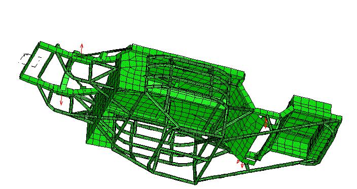 FINITE ELEMENT MODEL OF BASELINE HOPKINS CHASSIS The chassis model was constructed using I-DEAS (Integrated Design Engineering Analysis Software) from SDRC (Structural Dynamics Research Corporation)