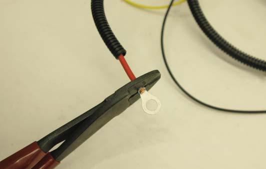 173. Cut the red wire with the eyelet connec- tor to 13 in length.