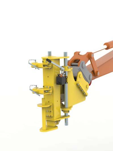 Attaching the SPL16 Stovepipe Lifter A aching the SPL16 Stovepipe Li er to the Host Machine Connect the SPL16 Stovepipe Li er to the host machine by a aching the boom end to the adapter head of the