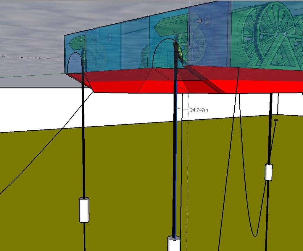 Vertical Mooring System - 1.5m OD x 3 m Long Top Floats Top Floats: 1.