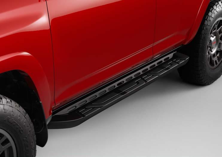 EXTERIOR RUNNING BOARD-BLACK Add style and function with a set of running boards. They make it easier to step into the cab, and they complement the rugged good looks of the 4Runner.