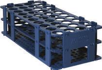 TEST TUBE RACKS for general purpose, round holes, easy to assemble, blue, autoclavable at temperatures up to 121 C.