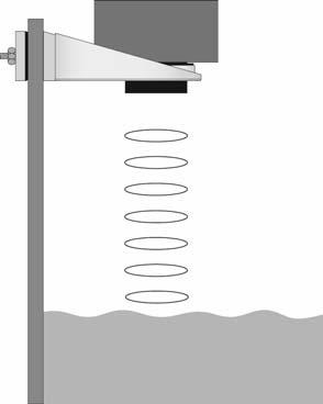 INSTALLATION Step Seven 4. Side Mount Bracket: For installations in open tanks and sumps, use the LVM 30 series side mount bracket. a. Be aware of the 8 beam angle with the LVU 301/ 303 Series transmitter.