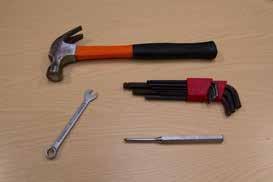 Wrenches - 13mm Socket with Ratchet - 17mm socket & 4mm allen key bit One set of metric Allen Keys Hammer Screwdrivers: - #1 Phillips - #2 Phillips - Terminal screwdriver Anti-static wrist strap Wire