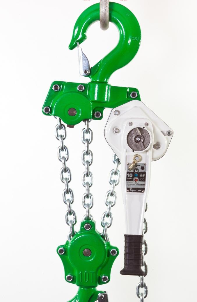 Performance: The SS11 lever hoist has undergone a full test program that includes: Type Testing Ultimate strength test, at least 4 times the Working load limit (WLL) Chain end anchorage test, passing