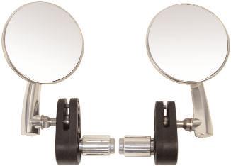 UNIVERSAL MIRRORS POLISHED ALUMINUM 3 ROUND BAR END MIRRORS CLASSIC YET
