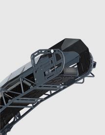 HYDRAULIC FOLDING CONVEYOR The hydraulically folding discharge conveyor is folded up quickly and easily regardless of the job situation and for transport purposes.