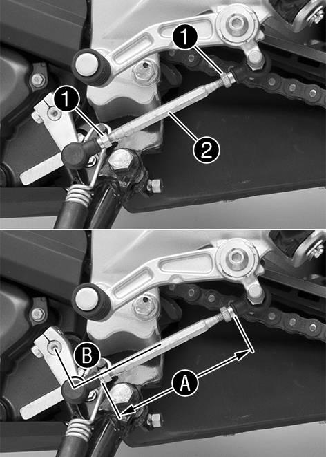 10 TUNING THE CHASSIS 76 10.2 Adjusting the shift lever Info The adjustment range of the shift lever is limited. Loosen nuts. Adjust the shift lever by turning shift rod.