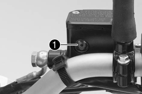 12 BRAKE SYSTEM 96 Move the brake fluid reservoir mounted on the handlebar to a horizontal position. Check the brake fluid level in viewer.