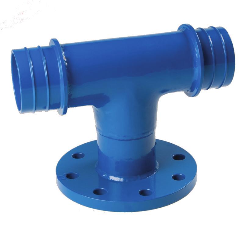 STRAU-PLAST-PRO TFA Flanged ranch Tee Product is consisting of x Flanged ranch Tee and 2 x Connector from 25 mm: PN 0 (flange bolt set is not supplied).