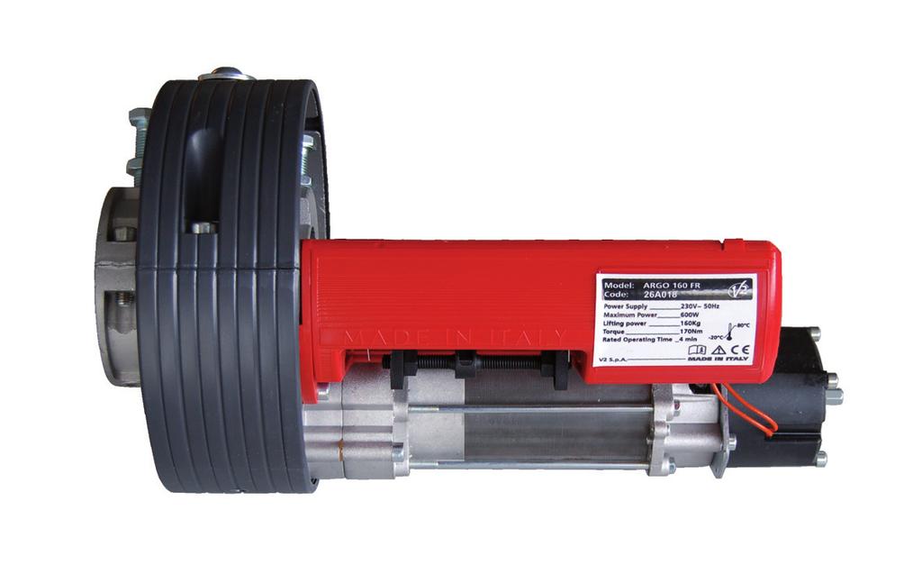 MOTORS FOR GARAGE DOORS AND ROLLING SHUTTERS argo 230V irreversible electromechanical actuator for shutters weighing 160 to 300 Kg Available in two versions with or without electro-brake PLUS argo