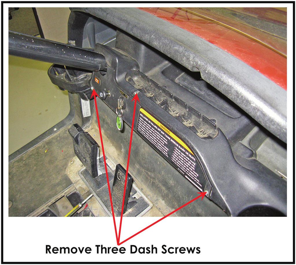 Remove the three torx head screws that holds the dash in place. You will need size 20 and size 30 torx driver tool. Pull dash out to access wiring inside.