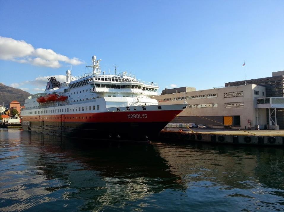 PROJECT FINANCING Port side: Port to arrange onshore facilities Financial supported by Enova On board the ship: Hurtigruten to prepare each ship for shore power.