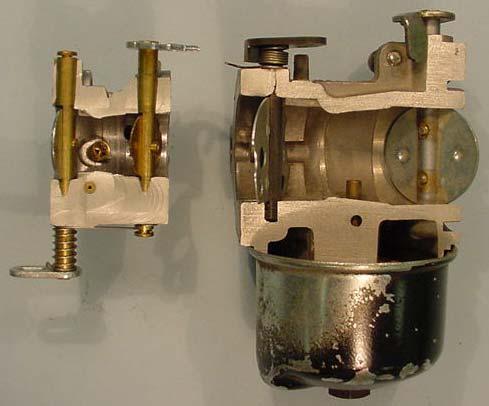 Venturi Examples Airflow Main Fuel Discharge Nozzle On these two carburetors, airflow is from left to right. The necked down area in the red oval is the venturi.