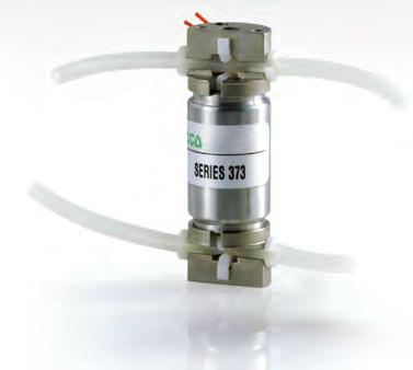 COMPACT 3-WAY SOLENOID PINCH VALVES SERIES 373 The 373 Series is a 3-Way universal solenoid-operated pinch valve designed for use with highly aggressive or high-purity liquids in analytical and