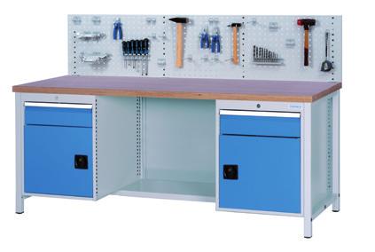 Workbenches R 18-24 workbenches ans workstations Drawers with full extension 100%, load capacity 100 kg Drawer interior dimensions: 450 x 600 mm Total load capacity 1000 kg Left: 1 x drawer, 1 x