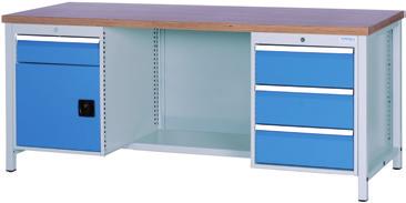 81.104A 2000 x 450 perforated panel with 3 x fixing supports (without hooks) 450 Left: 1 x drawer, 1 x hinged door Middle: 1 x shelf in half depth, back panel Right: 3 x drawers 03.19.