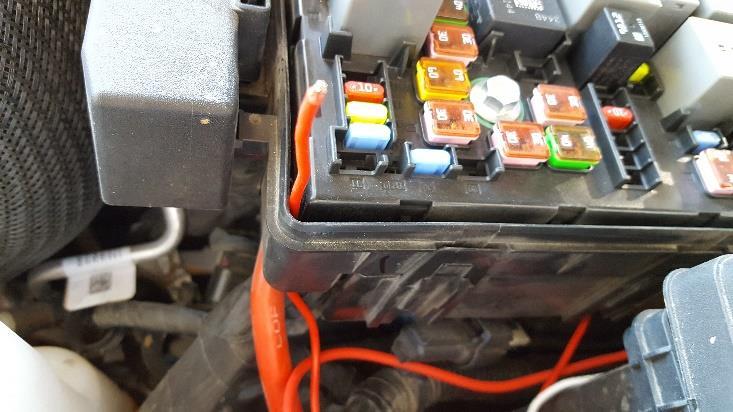 Step 16: Run the Red wire to your 12V source, we recommend connecting it to the trailer parking light circuit with the supplied fuse tap.