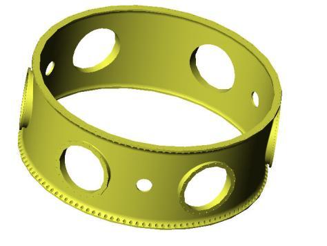 The interface is a forged aluminum flange on a secondary payload adapter with a bolt-pattern diameter of 8-inches (20-cm). Figure 9 ESPA Ring Model (Ref.